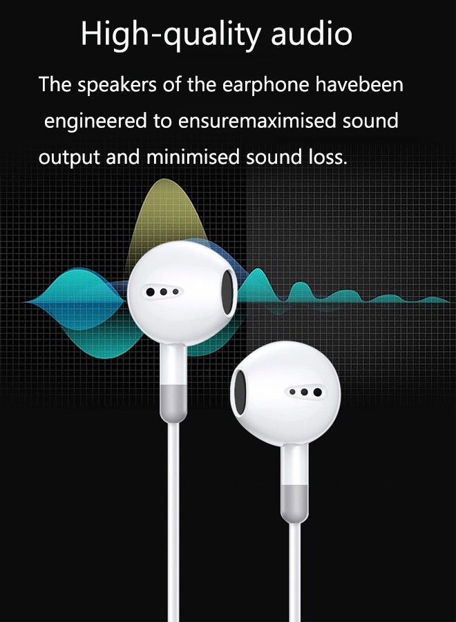 Wired Earphones with Lightning Connector, (Built-in Microphone and Volume Control) Compatible 14/13/12/SE/11/XR/XS/X/8/7, In-Ear White - Image 3